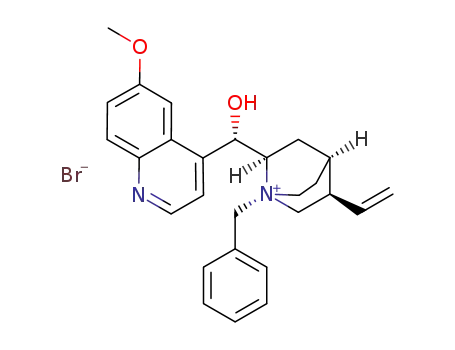 Molecular Structure of 131042-95-0 ((1S,2R,4S,5R)-1-benzyl-2-((S)-hydroxy(6-methoxyquinolin-4-yl)methyl)-5-vinylquinuclidin-1-ium bromide)