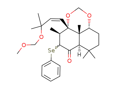 (3aβ(Z),4β,6aα,9aβ,9bβ)-(+/-)-3a,4,6a,7,8,9,9a,9b-octahydro-5-phenylselenenyl-4,7,7,9b-tetramethyl-3a-<3-(methoxymethyloxy)-3-methyl-1-butenyl>-5H-naphtho<1,8-de>-1,3-dioxin-6-one