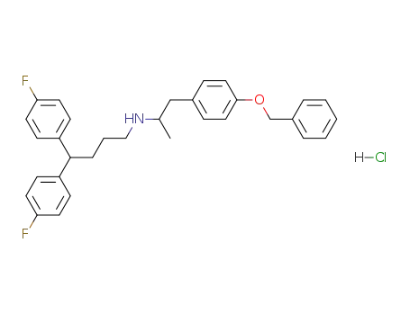 Molecular Structure of 71488-42-1 (dl-1-(p-benzyloxyphenyl)-2-[4,4-di-(4-fluorophenyl)-butylamino]-propane hydrochloride)