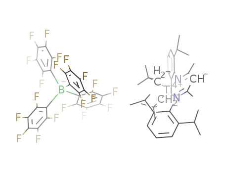 (C<sub>6</sub>H<sub>3</sub>(CH(CH<sub>3</sub>)2)2NCCH<sub>3</sub>CHCCH<sub>3</sub>NC<sub>6</sub>H<sub>3</sub>(CH(CH<sub>3</sub>)2)2)Ti(CH<sub>2</sub>C(CH<sub>3</sub>)3)2<sup>(1+)</sup>*B(C<sub>6</sub>F<sub>5</sub>)4<sup>(1-)</sup>=((C<sub>6</sub>H<sub>3</sub>(C<sub>3</sub>H<sub>7</sub>)2NCCH<sub>3</sub>)2CH)Ti(CH<sub>2</sub>C<sub>4</sub>H<sub>9</sub>)2B(C<sub>6</sub>F<sub>5</sub>)4