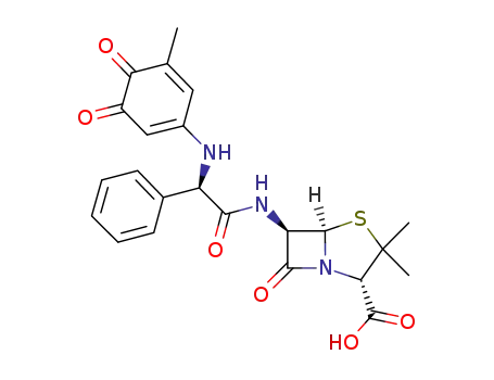 Molecular Structure of 1078142-74-1 (6-[2-(5-methyl-3,4-dioxocyclohexa-1,5-dienylamino)-2-phenylacetylamino]penicillanic acid)