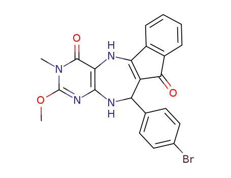 Molecular Structure of 1072880-16-0 (9-methoxy-10-methyl-6-(4-bromophenyl)-6,7,10,12-tetrahydroindeno[1,2-e]pyrimido[4,5-b][1,4]diazepine-5,11-dione)