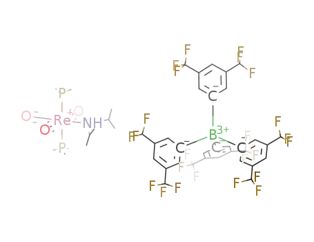 Re(CO)3(P(CH<sub>3</sub>)3)2(HN(CH(CH<sub>3</sub>)2)2)<sup>(1+)</sup>*B(C<sub>6</sub>H<sub>3</sub>(CF<sub>3</sub>)2)4<sup>(1-)</sup>=Re(CO)3(P(CH<sub>3</sub>)3)2HN(CH(CH<sub>3</sub>)2)2B(C<sub>6</sub>H<sub>3</sub>(CF<sub>3</sub>)2)4