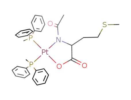 Molecular Structure of 142340-18-9 ((CH<sub>3</sub>P(C<sub>6</sub>H<sub>5</sub>)2)2Pt(CH<sub>3</sub>C(O)NCH(CH<sub>2</sub>CH<sub>2</sub>SCH<sub>3</sub>)COO))