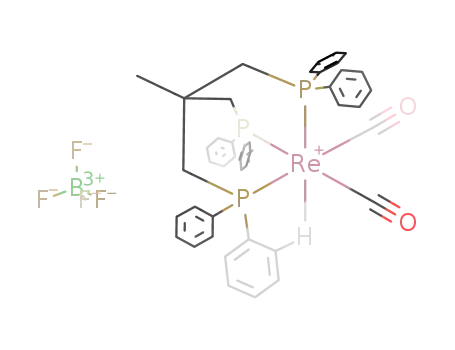 Molecular Structure of 166989-37-3 ((CH<sub>3</sub>C(CH<sub>2</sub>P(C<sub>6</sub>H<sub>5</sub>)2)3)Re(CO)2<sup>(1+)</sup>*BF<sub>4</sub><sup>(1-)</sup>=[(CH<sub>3</sub>C(CH<sub>2</sub>P(C<sub>6</sub>H<sub>5</sub>)2)3)Re(CO)2]BF<sub>4</sub>)