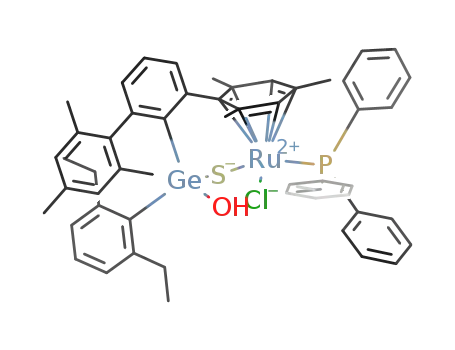 Molecular Structure of 912672-58-3 ([(2,6-dimesitylphenyl)(2,6-diethylphenyl)(OH)Ge(μ-S)RuCl(PPh3)])