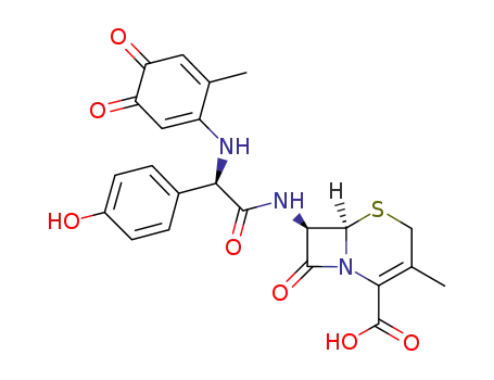 Molecular Structure of 1044135-33-2 (7-[2-(6-methyl-3,4-dioxocyclohexa-1,5-dienylamino)-2-(4-hydroxyphenyl)acetylamino]cephalosporanic acid)