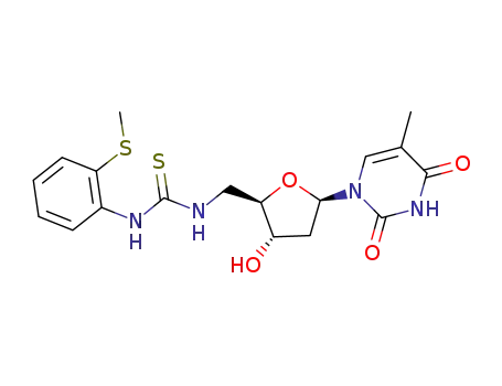 Molecular Structure of 1046354-00-0 (5'-deoxy-5'-{[2-(methylthio)anilinothiocarbonyl]amino}thymidine)