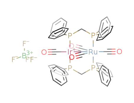 Molecular Structure of 323185-93-9 ([IrRu(CO)4(bis(diphenylphosphino)methane)2][BF<sub>4</sub>])