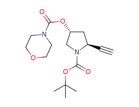 Molecular Structure of 833473-57-7 (4-Morpholinecarboxylic acid,
(3R,5S)-1-[(1,1-dimethylethoxy)carbonyl]-5-ethynyl-3-pyrrolidinyl ester)