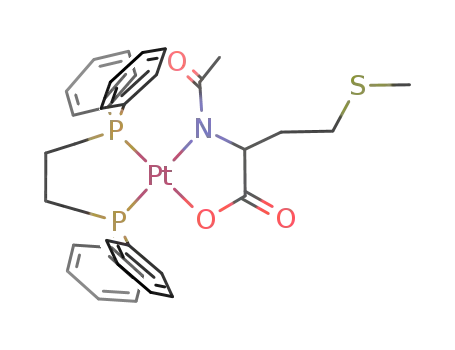 Molecular Structure of 142340-23-6 (((C<sub>6</sub>H<sub>5</sub>)2P(CH<sub>2</sub>)4P(C<sub>6</sub>H<sub>5</sub>)2)Pt(CH<sub>3</sub>C(O)NCH(CH<sub>2</sub>CH<sub>2</sub>SCH<sub>3</sub>)COO))