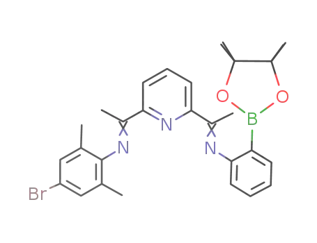 Molecular Structure of 1020072-00-7 ((4-bromo-2,6-dimethylphenyl)[1-(6-(1-(2-(4,4,5,5-tetramethyl[1,3,2]dioxaborolan-2-yl)phenylimino)ethyl)pyridin-2-yl)ethylidene]amine)