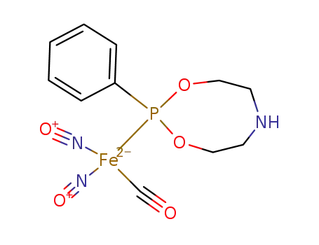 Molecular Structure of 84988-35-2 ((NO)2Fe(CO)(C<sub>6</sub>H<sub>5</sub>P(OCH<sub>2</sub>CH<sub>2</sub>)2NH))