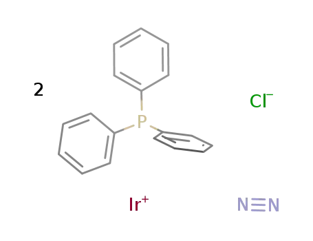 Molecular Structure of 21414-18-6 (Ir<sup>(1+)</sup>*Cl<sup>(1-)</sup>*N<sub>2</sub>*2P(C<sub>6</sub>H<sub>5</sub>)3=IrClN<sub>2</sub>(P(C<sub>6</sub>H<sub>5</sub>)3)2)