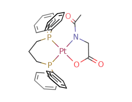 Molecular Structure of 142316-57-2 (((C<sub>6</sub>H<sub>5</sub>)2P(CH<sub>2</sub>)3P(C<sub>6</sub>H<sub>5</sub>)2)Pt(CH<sub>3</sub>C(O)NCH<sub>2</sub>COO))