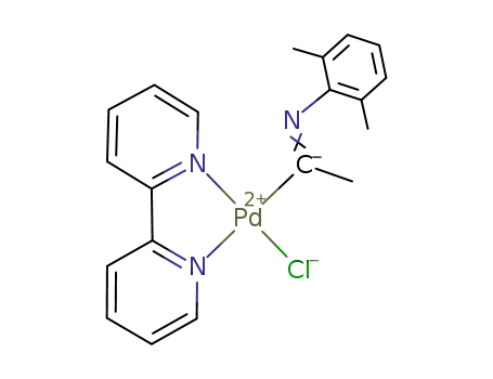 (2,2'-bipyridine)PdCl(C(N-2,6-Me<sub>2</sub>C<sub>6</sub>H<sub>3</sub>)Me)