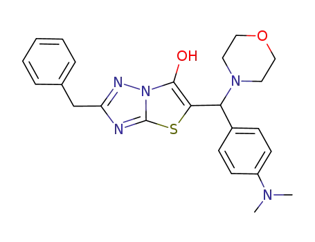 Molecular Structure of 1041854-67-4 (2-benzyl-6-[morpholino(4-N,N-dimethylaminophenyl)methyl]thiazolo[3,2-b][1,2,4]triazol-5-ol)