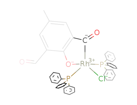 Molecular Structure of 222532-70-9 (CH(O)C<sub>6</sub>H<sub>2</sub>(CH<sub>3</sub>)(CO)ORh(P(C<sub>6</sub>H<sub>5</sub>)3)2Cl)