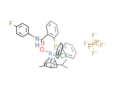 Molecular Structure of 947410-20-0 ([Ru(η(6)-p-cymene)(o-Ph2PC6H4-CO-NH-C6H4F-4)]PF6)