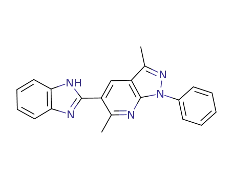 Molecular Structure of 920832-71-9 (5-(1H-benzimidazol-2-yl)-3,6-dimethyl-1-phenyl-1H-pyrazolo[3,4-b]pyridine)