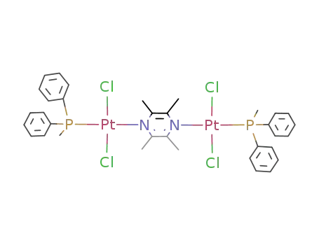 Molecular Structure of 118515-91-6 (trans-{PtCl<sub>2</sub>(diphenylmethylphosphine)}2(2,3,5,6-tetramethylpyrazine))