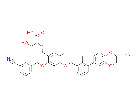 (2R)-2-[({2-[(3-cyanophenyl)methoxy]-4-{[3-(2,3-dihydro-1,4-benzodioxin-6-yl)-2-methylphenyl]methoxy}-5-methylphenyl}methyl)amino]-3-hydroxypropanoic acid hydrochloride