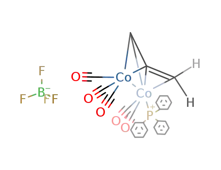 {(HCCCH<sub>2</sub>)Co<sub>2</sub>(CO)5(P(C<sub>6</sub>H<sub>5</sub>)3)}<sup>(1+)</sup>*BF<sub>4</sub><sup>(1-)</sup>={(HCCCH<sub>2</sub>)Co<sub>2</sub>(CO)5(P(C<sub>6</sub>H<sub>5</sub>)3)}BF<sub>4</sub>