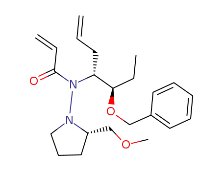 Molecular Structure of 1043481-73-7 ((1R,1R,2S)-(-)-N-[1-(1-benzyloxypropyl)but-3-enyl]-N-(2-methoxymethylpyrrolidin-1-yl)acrylamide)