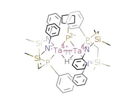 Molecular Structure of 850794-22-8 ([((PhP(CH2SiMe2NPh)2)Ta)2(μ-H)2(μ-PCy)])