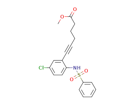Molecular Structure of 927962-84-3 (5-Hexynoic acid, 6-[5-chloro-2-[(phenylsulfonyl)amino]phenyl]-, methyl
ester)