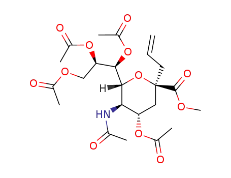 (1S,2R)-1-((2R,3R,4S,6R)-3-acetamido-4-acetoxy-6-allyl-6-(methoxycarbonyl)tetrahydro-2H-pyran-2-yl)propane-1,2,3-triyltriacetate
