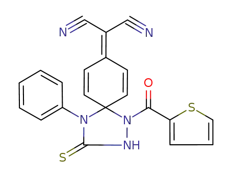 [4-phenyl-1-(thiophen-2-carbonyl)-3-thioxo-1,2,4-triazaspiro[4.5]deca-6,9-dien-8-ylidene]malononitrile