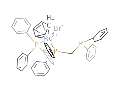 Molecular Structure of 677725-91-6 ((η5-C5H5)Ru(II)(PPh3)(η1-dppm)Br)