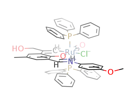 [Ru(CH<sub>3</sub>OC<sub>6</sub>H<sub>4</sub>NHCHC<sub>6</sub>H<sub>2</sub>(CH<sub>3</sub>)(O)C(CH<sub>2</sub>OH)CH)(P(C<sub>6</sub>H<sub>5</sub>)3)2(CO)Cl]