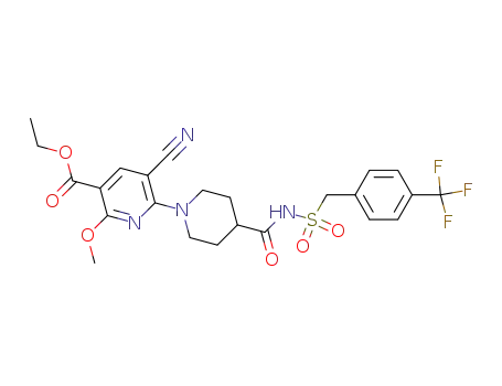 ethyl 5-cyano-2-methoxy-6-[4-({[4-(trifluoromethyl)benzyl]sulfonyl}carbamoyl)piperidin-1-yl]nicotinate