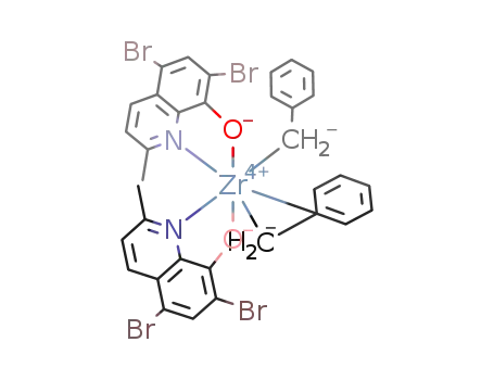 Molecular Structure of 193351-73-4 ((2-Me-5,7-Br<sub>2</sub>-8-quinolato)2Zr(CH<sub>2</sub>Ph)2)