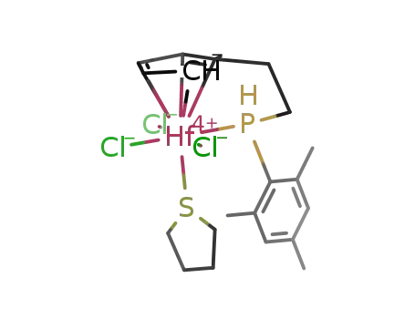 [η5:η1-(C5H4CH2CH2PH-2,4,6-trimethylphenyl)HfCl3(tetrahydrothiophene)]