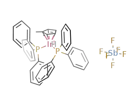 Molecular Structure of 106864-47-5 (hydrido(η-methylcyclopentadienyl)bis(triphenylphosphine)iridium(III) hexafluoroantimonate)