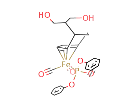 Molecular Structure of 103816-91-7 (dicarbonyl[1-4-η-5-(1,3-dihydroxy-2-propyl)cyclohepta-1,3-diene](triphenyl phosphite)iron)