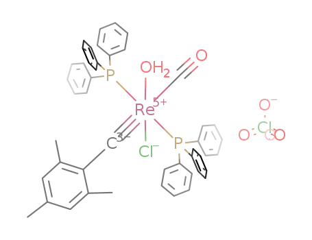 [Re(V)(.tplbond.C-2,4,6-C<sub>6</sub>H<sub>2</sub>Me<sub>3</sub>)(PPh<sub>3</sub>)2(CO)(H<sub>2</sub>O)Cl]ClO<sub>4</sub>