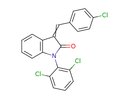 Molecular Structure of 1146981-11-4 (1-{[(2,6-dichlorophenyl)-3-(4-chlorophenyl)]methylene}-1,3-dihydroindol-2-one)
