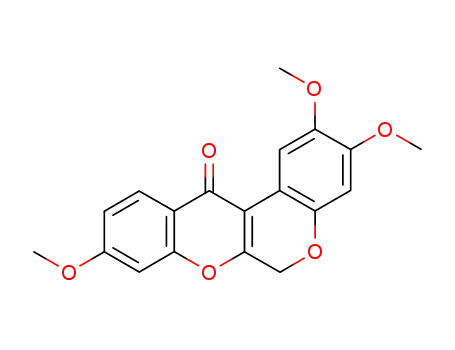 Molecular Structure of 14630-04-7 ([1]Benzopyrano[3,4-b][1]benzopyran-12(6H)-one,2,3,9-trimethoxy-)