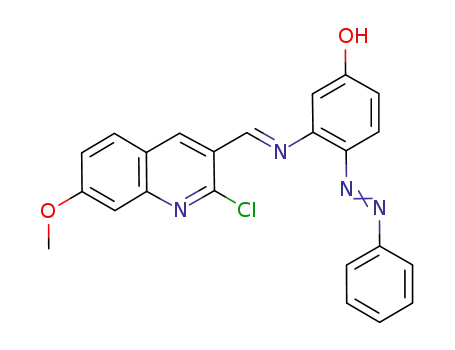 3-[(1E)-1-aza-2-(2-chloro-7-methoxy-3-quinolyl)-vinyl]-4-(phenyldiazenyl)phenol