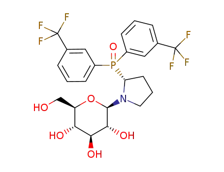 Molecular Structure of 1099827-88-9 (2-((R)-2-(bis(3-(trifluromethyl)phenyl)phosphoryl)pyrrolidin-1-yl)-6-(hydroxymethyl)tetrahydro-2H-pyran-3,4,5-triol)
