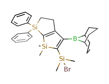 Molecular Structure of 1236226-36-0 (4-(9-borabicyclo[3.3.1]non-9-yl)-5-(bromodimethylsilyl)-6,6-dimethyl-1,1-diphenyl-1H,2H,3H,6H-1,6-disilapentalene)