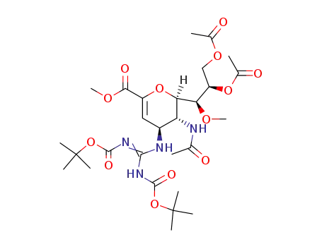 (4S,5R,6R,1'S,2'R)-5-acetylamino-4-(bis-N,N'-tert-butyloxycarbonyl)guanidino-6-(2',3'-diacetoxy-1'-methyloxy)propyl-5,6-dihydro-4H-pyran-2-carboxylic acid methyl ester