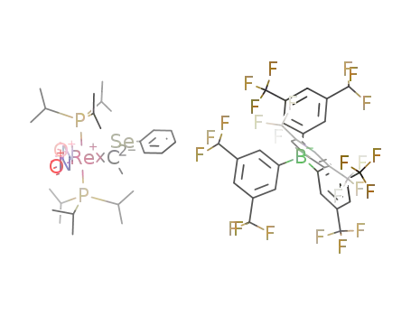 [Re(nitrosyl)2(triisopropylphosphine)2(C(Me)SePh)][tetrakis(3,5-bis(trifluoromethyl)phenyl)borate]