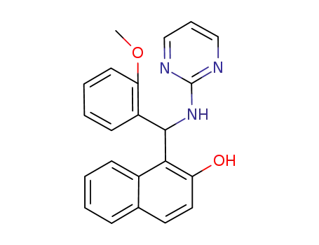 Molecular Structure of 1190380-97-2 (1-[2-methoxyphenyl((pyrimidin-2-yl)amino)methyl]naphthalen-2-ol)