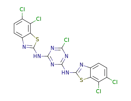 Molecular Structure of 1252674-95-5 (6-chloro-N,N'-bis (6,7-dichloro-1,3-benzothiazol-2-yl)-1,3,5-triazine-2,4-diamine)