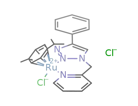 Molecular Structure of 1228235-79-7 ([RuCl(η6-p-cymene)(1-(2-picolyl)-4-phenyl-1H-1,2,3-triazole)]Cl)